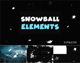 Pr图形模板 10组4K动画卡通手绘冬天雪球元素 Pr素材